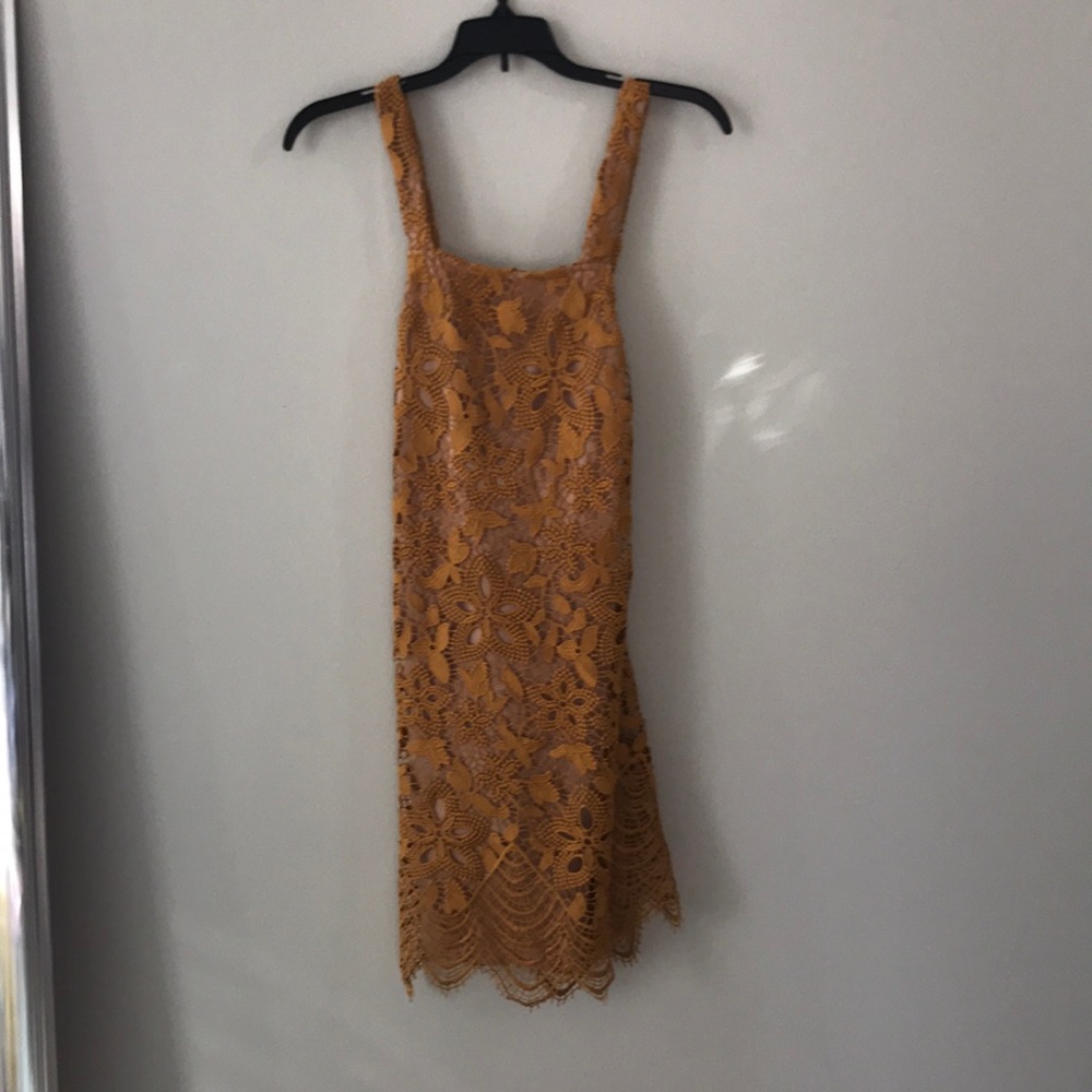 Mustard yellow lace dress